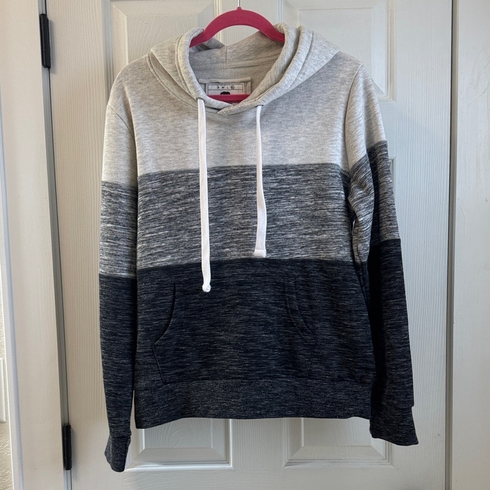 Reflex Gray and Cream Colorblock Hoodie